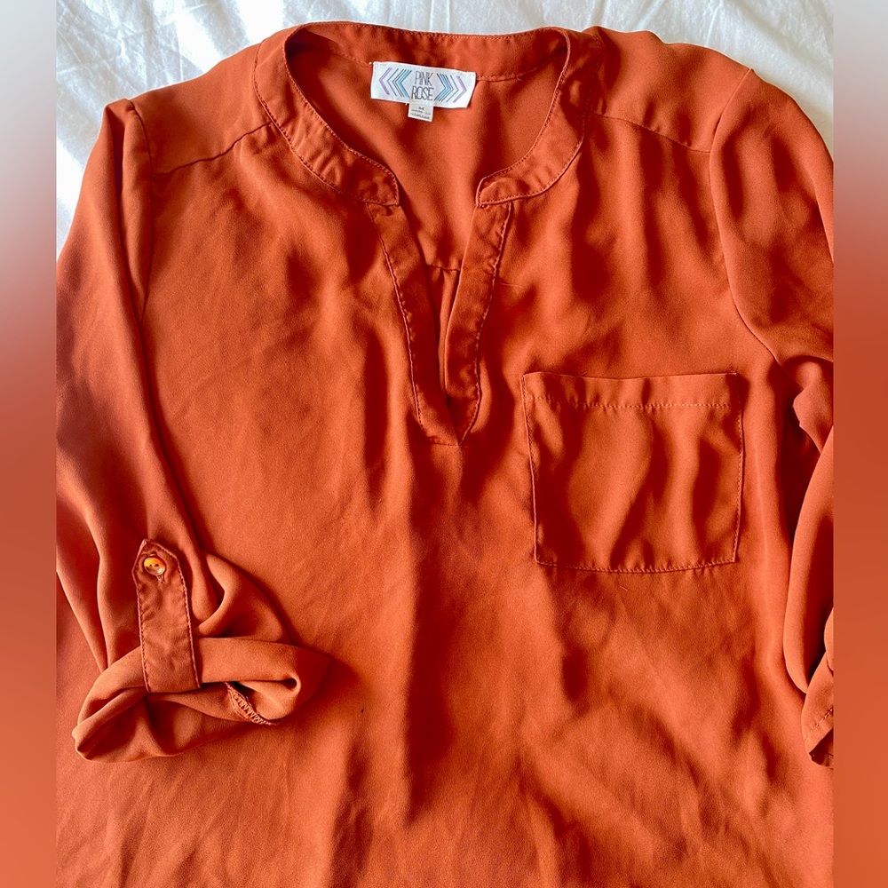 Dressy Shirt | Pink Rose | Burnt Amber | Size M